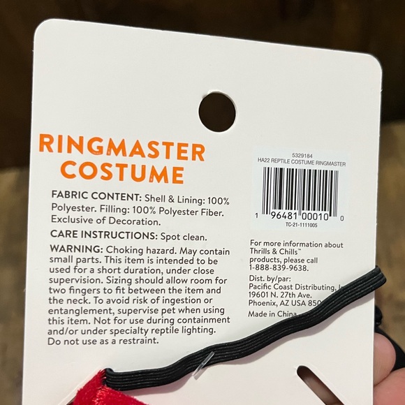 🔴 5 for $10 🔴 BEARDED DRAGON RINGMASTER COSTUME - Picture 2 of 4